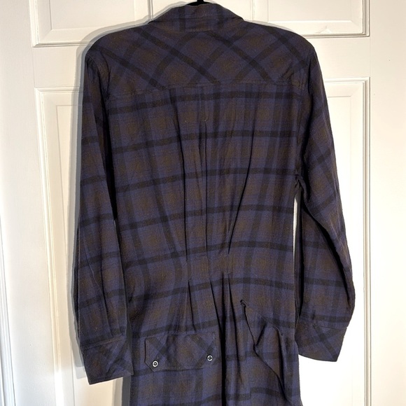NWT Isabel Marant Etoile Eggplant Black Tan Muted Plaid adjustable Shirt Dress - Picture 7 of 16